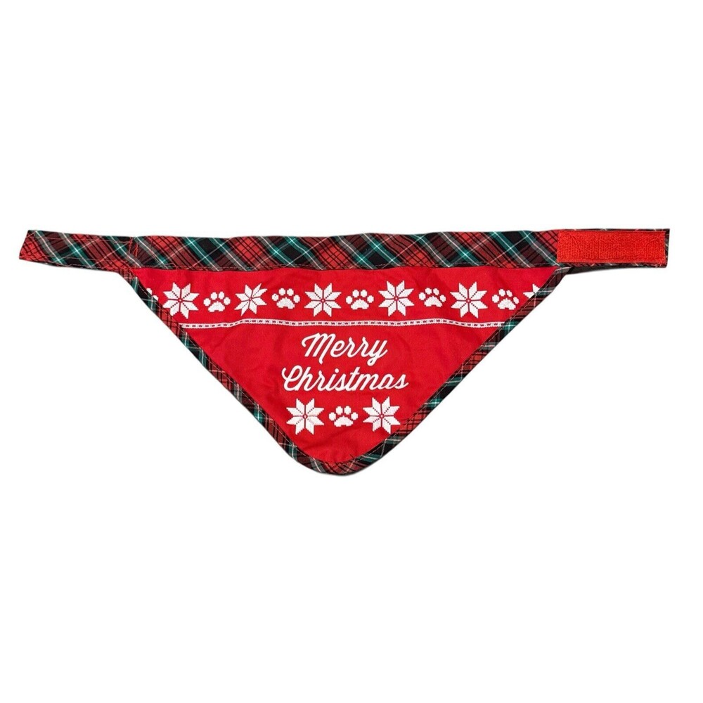 Petco Merry Christmas DOG Bandana Scarf Reversible MERRY CHRISTMAS & BONE S/M